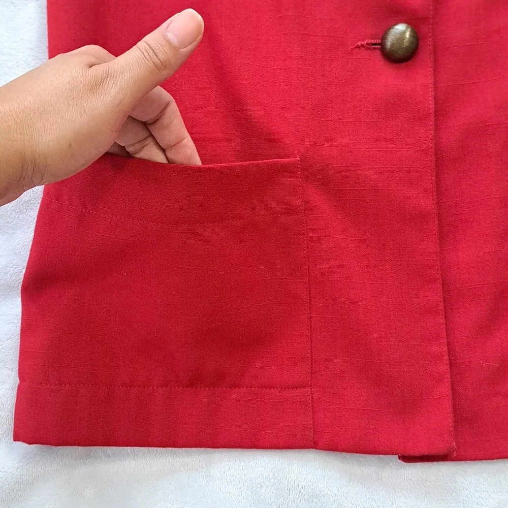 Vintage Block Island by Marina Pappas Red Blazer Suit Jacket 6 Petite Pockets - Picture 10 of 12